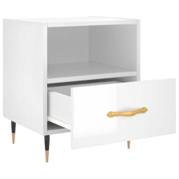 Stylish High Gloss White Bedside Cabinet | Hipomarket