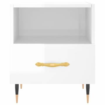 Stylish High Gloss White Bedside Cabinet | Hipomarket