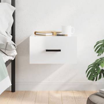 Stylish Wall-Mounted Bedside Cabinet - High Gloss White 35x35x20