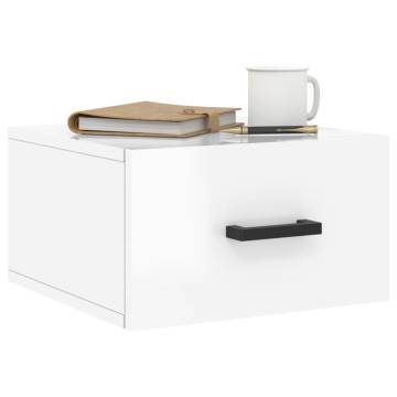 Stylish Wall-Mounted Bedside Cabinet - High Gloss White 35x35x20