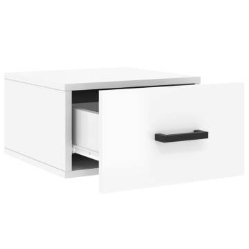 Stylish Wall-Mounted Bedside Cabinet - High Gloss White 35x35x20