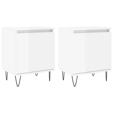 Elegant High Gloss White Bedside Cabinets - 2 pcs, 40x30x50 cm