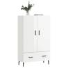 Stylish Highboard High Gloss White - 69.5x31x115 cm