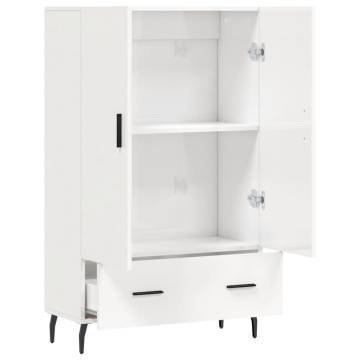 Stylish Highboard High Gloss White - 69.5x31x115 cm