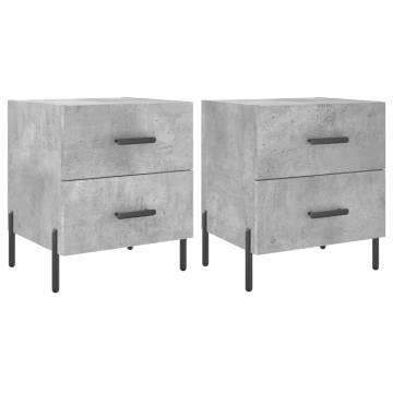 Stylish Concrete Grey Bedside Cabinets - Set of 2