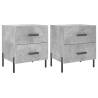 Stylish Concrete Grey Bedside Cabinets - Set of 2