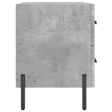 Stylish Concrete Grey Bedside Cabinets - Set of 2