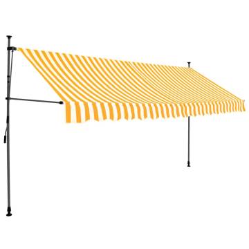 Manual Retractable Awning with LED - 350 cm White & Orange