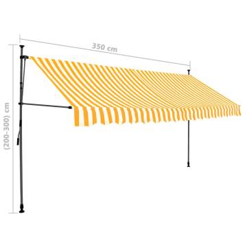 Manual Retractable Awning with LED - 350 cm White & Orange