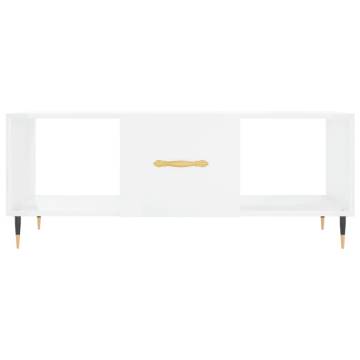 Elegant High Gloss White Coffee Table - 102x50x40 cm