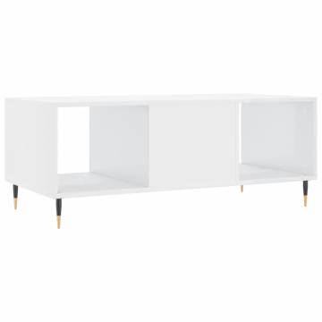 Elegant High Gloss White Coffee Table - 102x50x40 cm