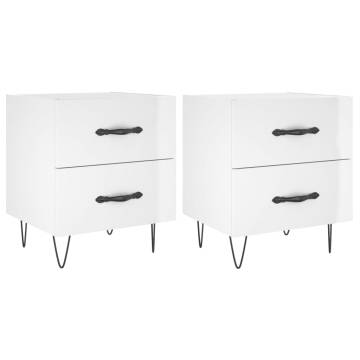 High Gloss White Bedside Cabinets - Set of 2 | Hipo Market