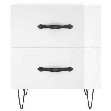 High Gloss White Bedside Cabinets - Set of 2 | Hipo Market