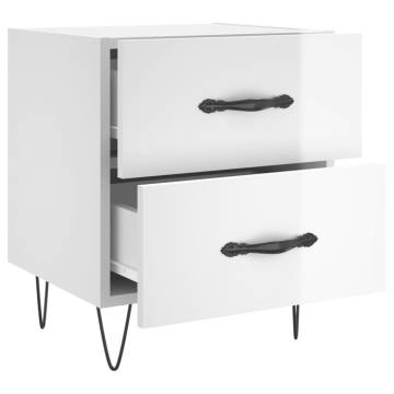 High Gloss White Bedside Cabinets - Set of 2 | Hipo Market