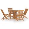 5 Piece Folding Outdoor Dining Set - Solid Teak Wood