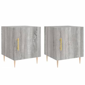 Stylish Grey Sonoma Bedside Cabinets - Set of 2 | Hipo Market