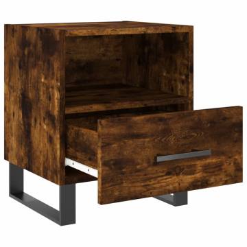 Modern Smoked Oak Bedside Cabinet - 40x35x47.5 cm