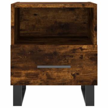 Modern Smoked Oak Bedside Cabinet - 40x35x47.5 cm