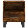 Modern Smoked Oak Bedside Cabinet - 40x35x47.5 cm