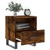 Modern Smoked Oak Bedside Cabinet - 40x35x47.5 cm