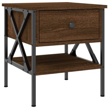 Stylish Brown Oak Bedside Table - 40x42x45 cm