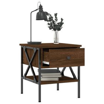 Stylish Brown Oak Bedside Table - 40x42x45 cm