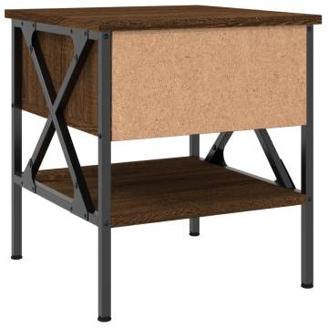 Stylish Brown Oak Bedside Table - 40x42x45 cm