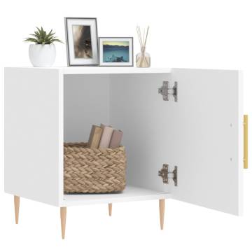 Modern White Bedside Cabinet 40x40x50 cm - Engineered Wood