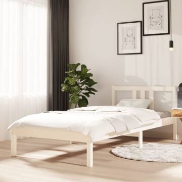 White Solid Wood Bed Frame 90x200 cm | Modern Bedroom Furniture