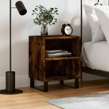 Elegant Smoked Oak Bedside Cabinet - 40x30x50 cm | HipoMarket