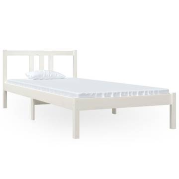 White Solid Wood Bed Frame 90x200 cm | Modern Bedroom Furniture