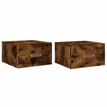 Wall-mounted Bedside Cabinets - 2 pcs Smoked Oak | HipoMarket