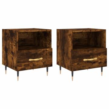 Stylish Smoked Oak Bedside Cabinets - Set of 2