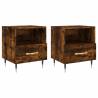 Stylish Smoked Oak Bedside Cabinets - Set of 2