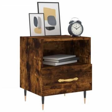 Stylish Smoked Oak Bedside Cabinets - Set of 2