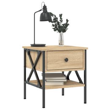 Sonoma Oak Bedside Tables - 2 pcs Industrial Style | Hipomarket