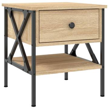 Sonoma Oak Bedside Tables - 2 pcs Industrial Style | Hipomarket