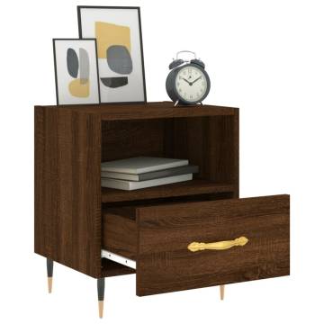 Stylish Brown Oak Bedside Cabinet - Modern & Functional