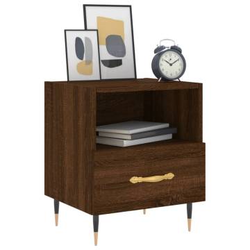 Stylish Brown Oak Bedside Cabinet - Modern & Functional