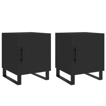 Stylish Black Bedside Cabinets - Set of 2 | Hipomarket