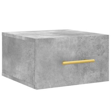 Wall-mounted Bedside Cabinets - Concrete Grey - 2 Pcs