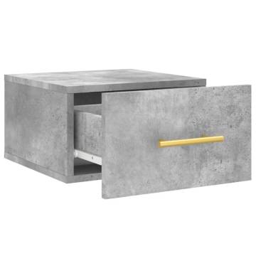 Wall-mounted Bedside Cabinets - Concrete Grey - 2 Pcs