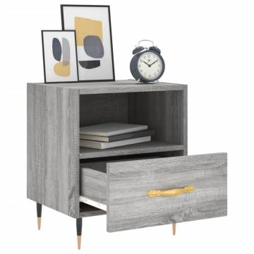 Stylish Grey Sonoma Bedside Cabinet - 40x35x47.5 cm