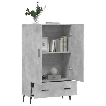 Stylish Highboard in Concrete Grey | 69.5x31x115 cm