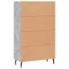 Stylish Highboard in Concrete Grey | 69.5x31x115 cm