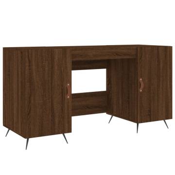 Elegant Brown Oak Desk 140x50 cm | Durable Engineered Wood