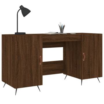 Elegant Brown Oak Desk 140x50 cm | Durable Engineered Wood