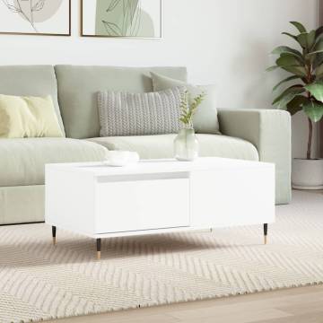 Stylish White Coffee Table 90x50 cm - Engineered Wood | HipoMarket