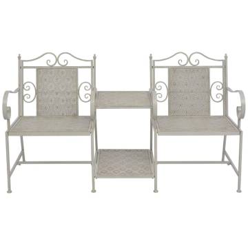 2 Seater Garden Bench - Vintage Style Steel Grey | Hipo Market