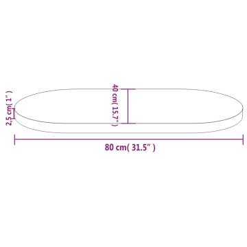 Table Top White 80x40 cm - Solid Pine Oval | HiPoMarket